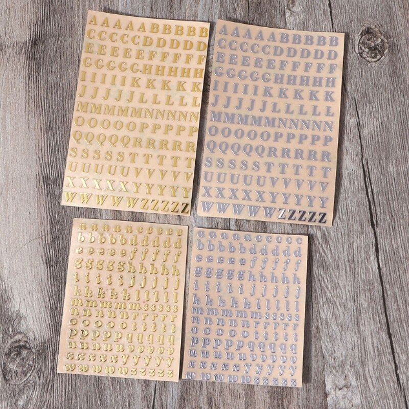 Gold/Silver Alphabet Glitter Epoxy Resin Metal Decorative Stickers English Letters Numbers UV Epoxy Resin Fillings Filler