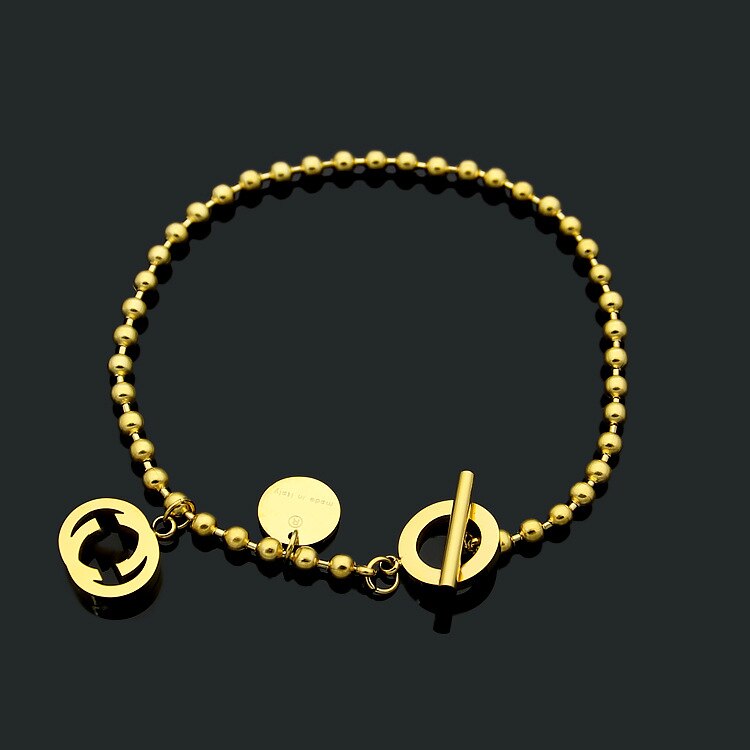 Titan stahl schmuck hohl G brief perle kette ot schnalle armband liebhaber Armband