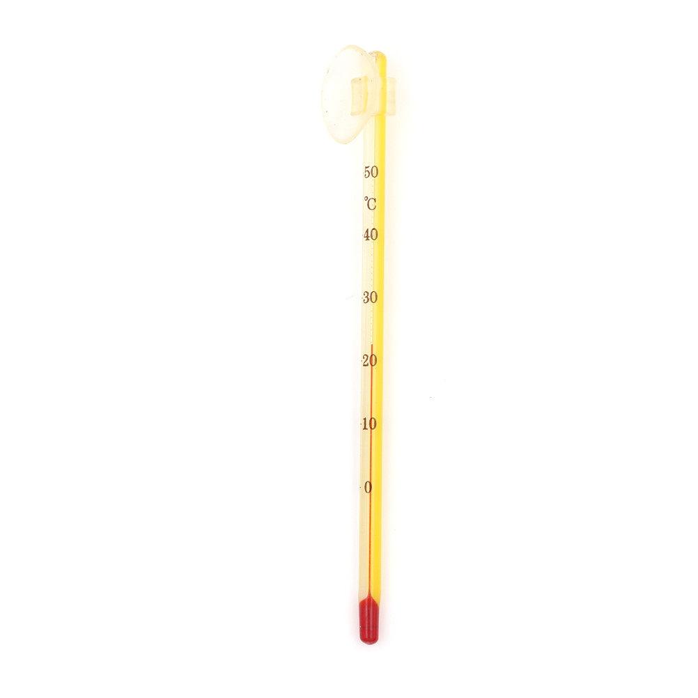 14Cm Hydrometer Aquarium Glas Aquarium Thermometer Aquarium Dompelpompen Glazen Thermometer Met Zuignap: YELLOW