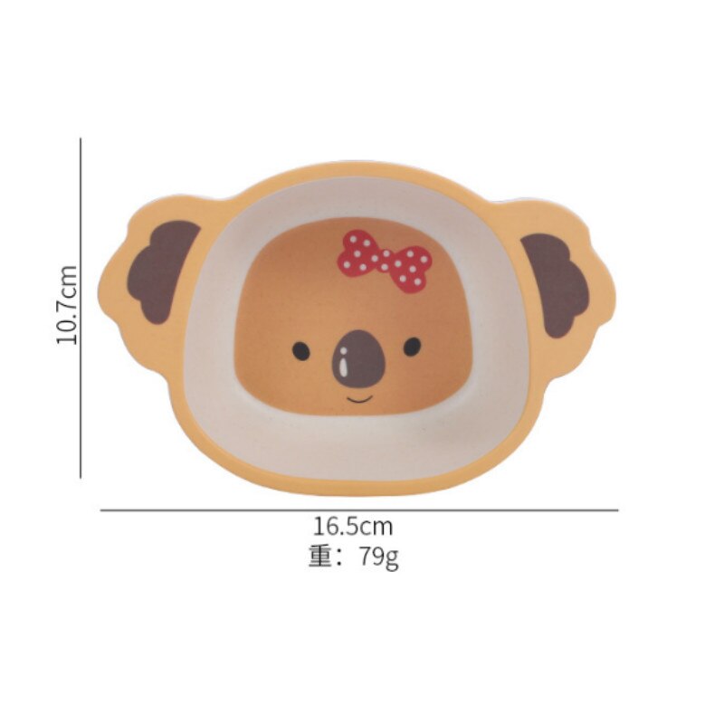 Baby Kids Natural Bamboo Fiber Toddler Children Plates Bowls Cute Animal Baby Infant Portable Cartoon Feeding Dishes Tableware: 68KoalaA