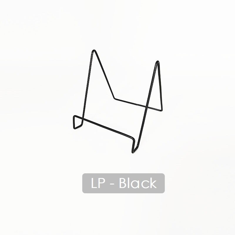 Black/Gold Holder Metal Desktop Display Stand Storage Shelf For CD LP Vinyl Record EP: Black-LP