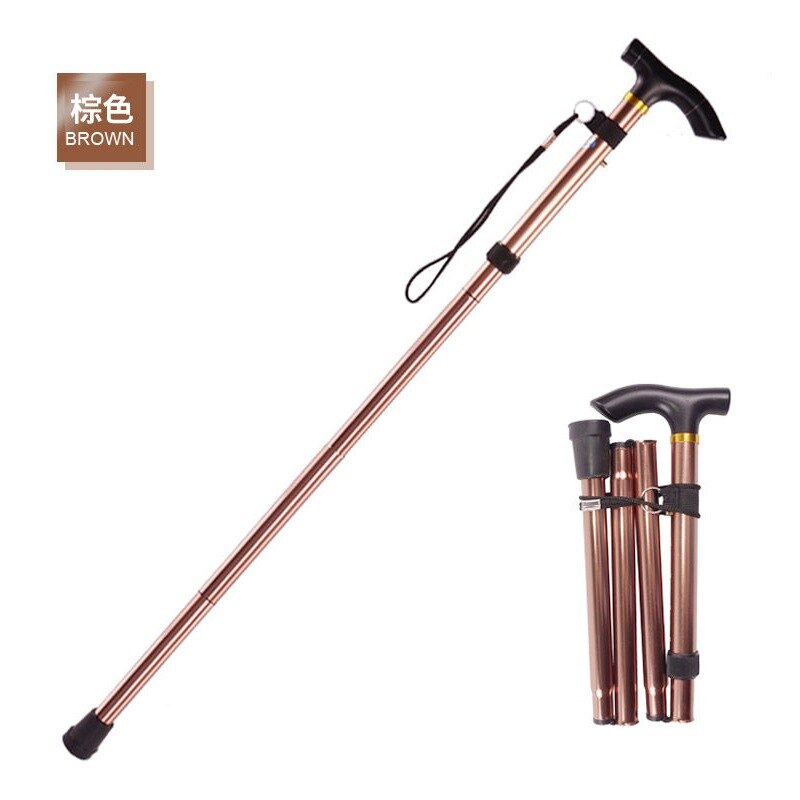 Multifunction bengala telescópica dobra muletas caminhadas vara muleta idosos vara de metal bengala trekking ao ar livre pólos