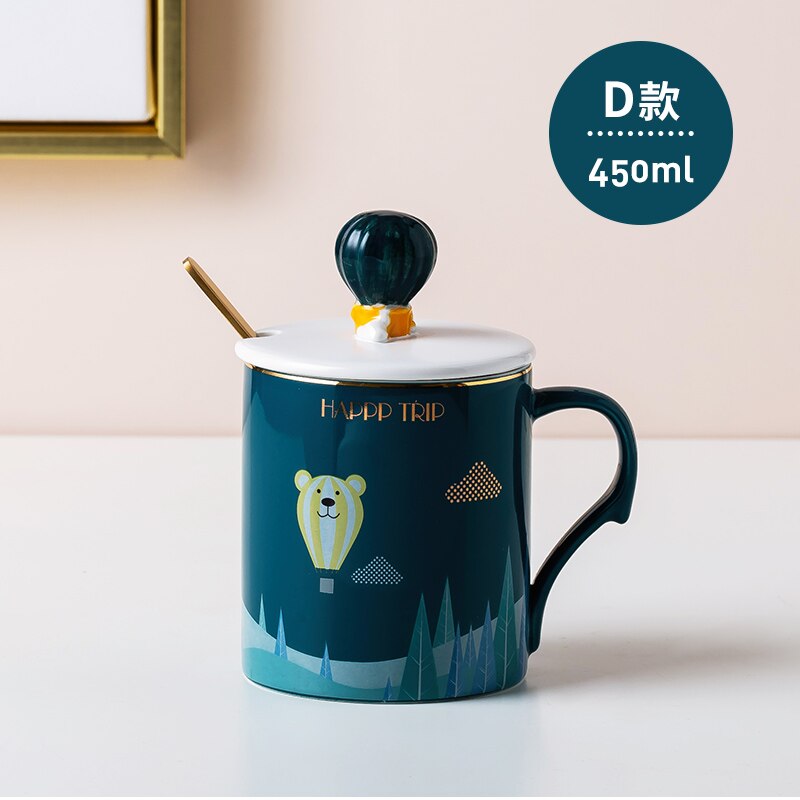 Cute Mug Ceramic Funny Handmade Personnalisable Cartoons Eco Friendly Mug Tazas De Cafe Home Drinkware DB50MK: Type D (450ml)