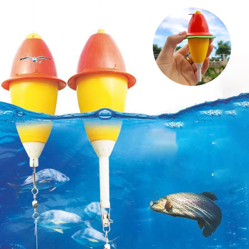 Boya de pesca automática portátil, boya de pesca rápida con doble gancho, accesorios para flotar peces al aire libre