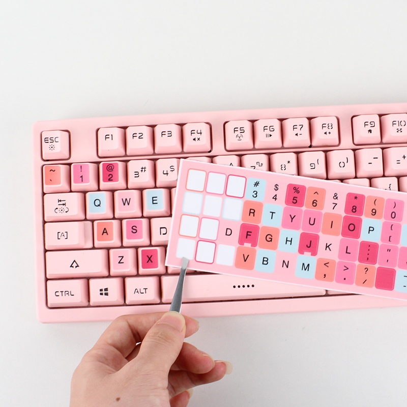 2 st färgglada tangentbordsklistermärken flerspråkiga engelska koreanska spanska japanska ryska bokstäver, universella för datorer och bärbara datorer