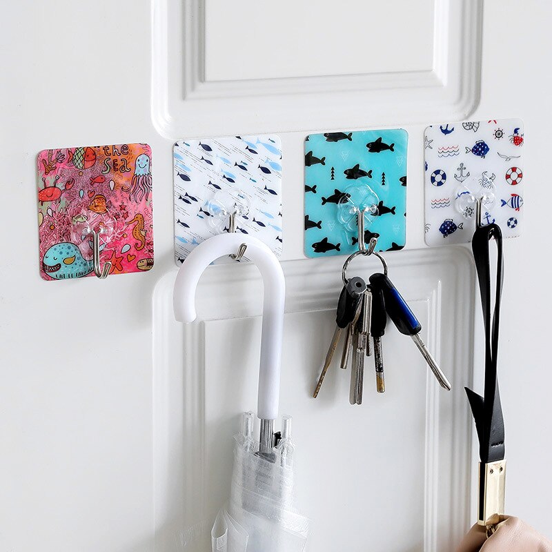Door hook Cartoon strong glue hook wall sticker hook no trace no nail coat hanger stainless steel adhesive hooks