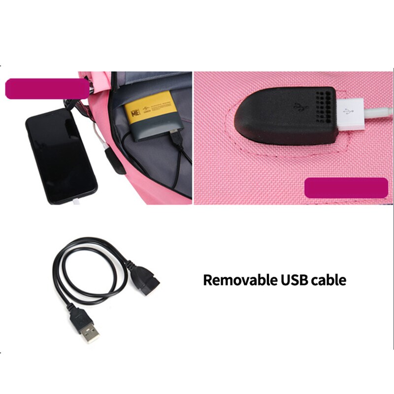 Roze Canvas Rugzak Vrouwen Schooltassen Voor Tienermeisjes Preppy Stijl Grote Capaciteit Usb Back Pack Rugzak Jeugd Bagpack