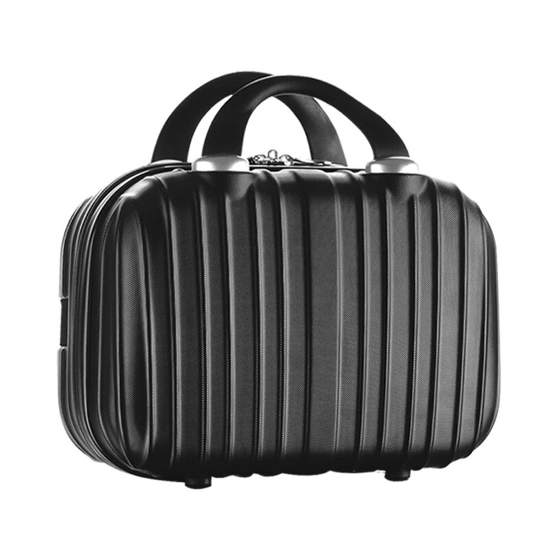 14in Cosmetic Case Luggage Small Travel Portable Pouch Carrying Box Multifunctional Suitcase for Makeup: Black