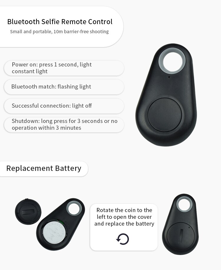 Kamera Auslöser Fernbedienung-Bluetooth kabellos Selfie Geschmack Clicker-Kompatibel mit iPhone, iPad, Android, Samsung