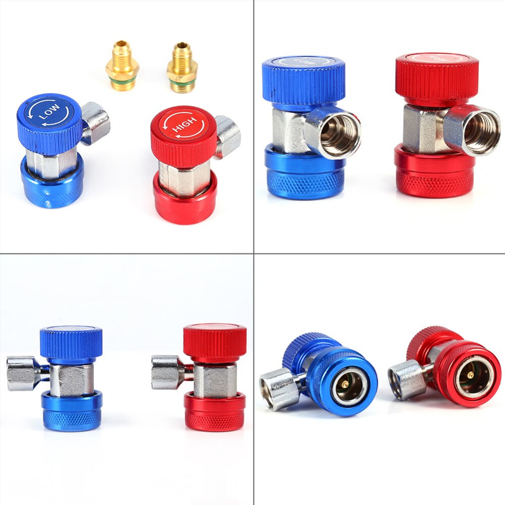 1 Pair Auto Freon R134A AC Air Condition Adjustable Quick Coupler Refrigerant High Low Adapter Connector Manifold Gauge Set