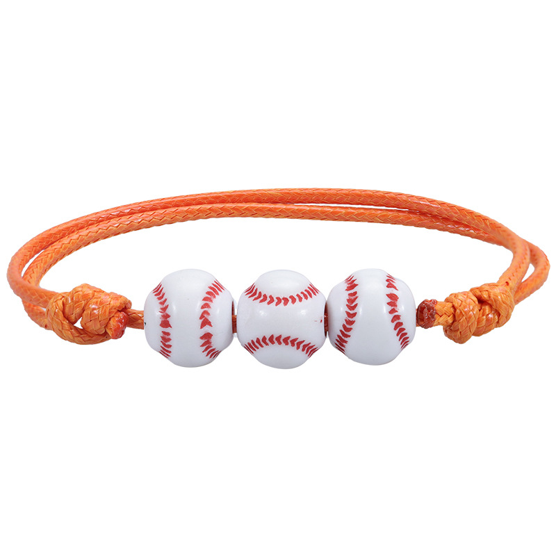 Nueva pulsera de béisbol de baloncesto, línea de cera tejida, pulsera de tenis y Rugby, joyería deportiva para niños y niñas BR1001: Pistola negra plateada