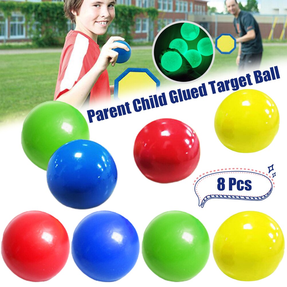 Stick Wall Balls Fidget Toys 8Pcs Sticky Target Ball Fluorescent Ceiling Ball Anti-stress Decompression Toy