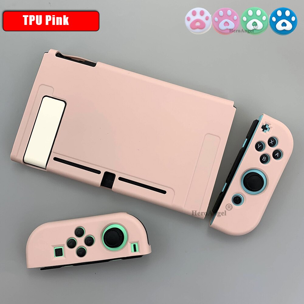 2020 per Nintendo Switch custodia protettiva Cover posteriore Shell per Nintendo Switch JoyCon Console custodia morbida colorata in TPU NS Accessori: Pink