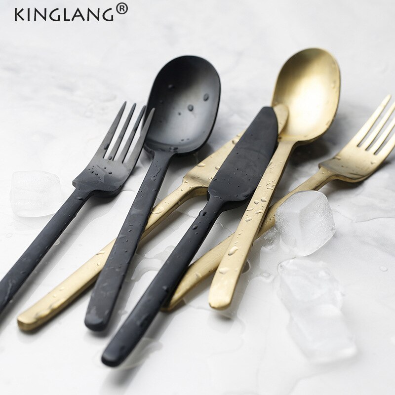 Kinglang 4 stk/sæt bestik 304 spiseskeer i rustfrit stål western food gaffel bordservice hotel forsyninger