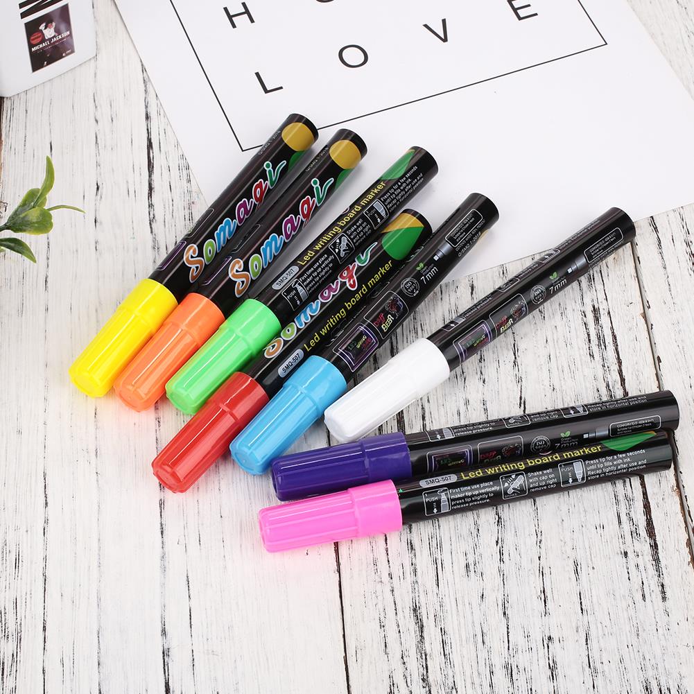 Dustless 8pcs Liquid Marker Pen Liquid Chalk Marker Liquid Chalk Pen Smooth LED Writing Board Highlighter Student Novelty