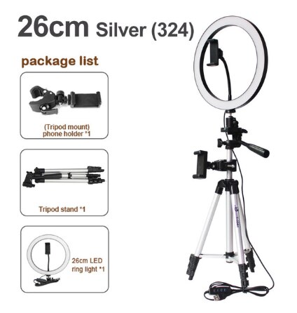 26CM LED Ring Light Photography Kit Photo Studio Camera Light Makeup Video live Selfie Fill Lamp with Phone Clip Holder Tripod: 26B