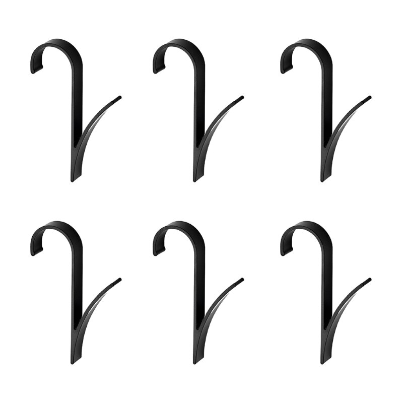 6 Pcs Ruimte Aluminium Douche Deur Haken Kast Haken Handdoek Hanger Sterke Kanteldeur Haken Voor Badkamer Keuken Nail-gratis