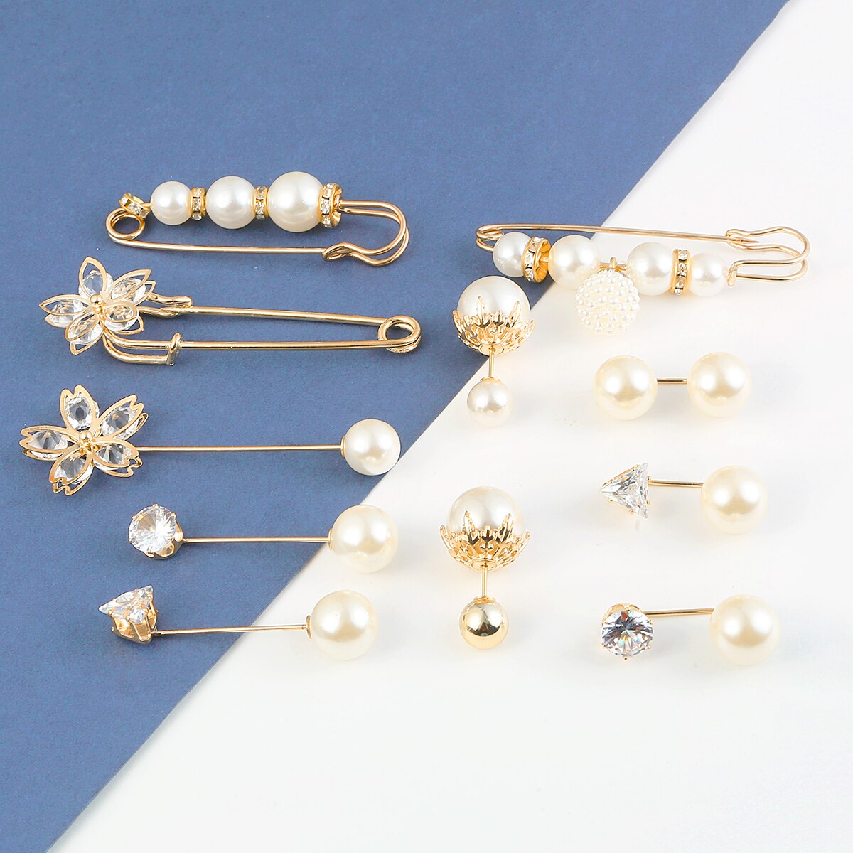 1-6 Stks/set Crystal Broche Pin Knop Jurk Strass Simulatie Parel Gesp Broches Voor Vrouwen Hijab Pins Accessoires Sieraden