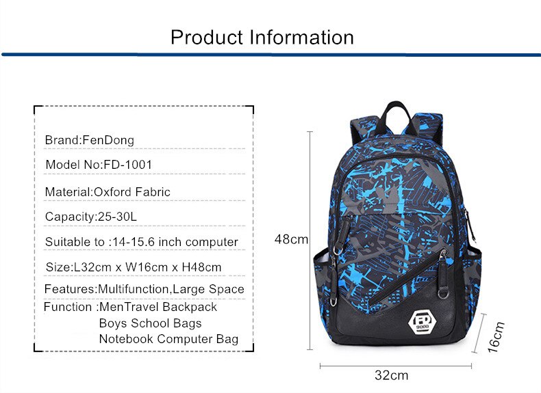 Männer Reise Rucksack Männlichen Laptop Tasche 15,6 zoll Hochschule Schule Taschen Hohe Schule Rucksäcke Für Jungen Mit USB Hafen