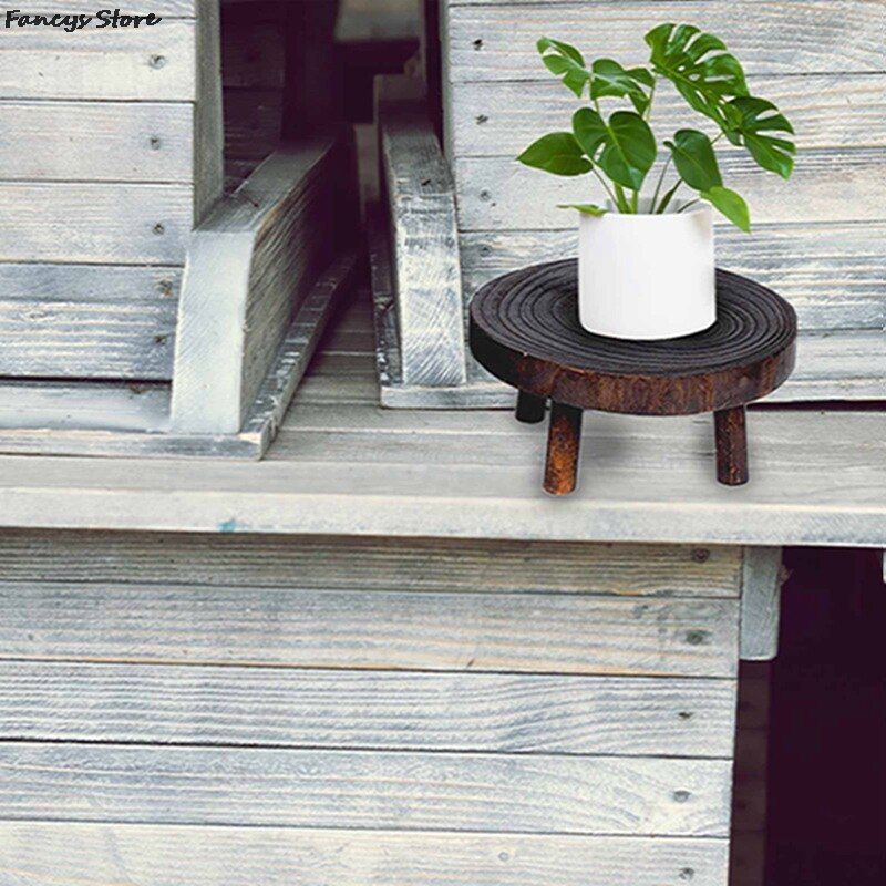 Mini Houten Kruk Display Stand Ronde Bloem Plank Bonsai Rack Tuin Plant Pot Riser Houder Retro Plant Stand Houtnerf patio