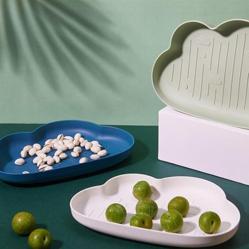 2PCS Cloud Shape Snack Dish Candy Fruit Plate Dry Food Plate Bowl Plastic Serving Plate for Home
