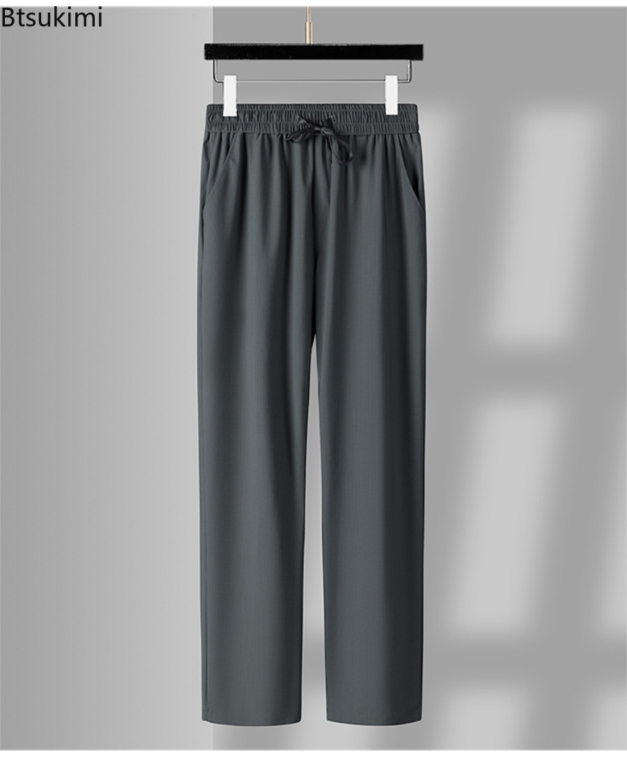 Conjunto informal de para hombre, ropa deportiva transpirable de seda de hielo, camiseta Polo de manga corta y pantalones, chándales, Verano