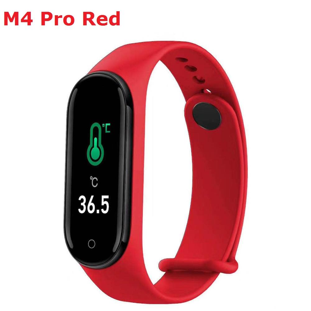 M4 Pro Smart Band Thermometer Heart Rate Blood Pressure monitor Men Smart watch Fitness bracelet Smartband For Android IOS: M4 Pro Red