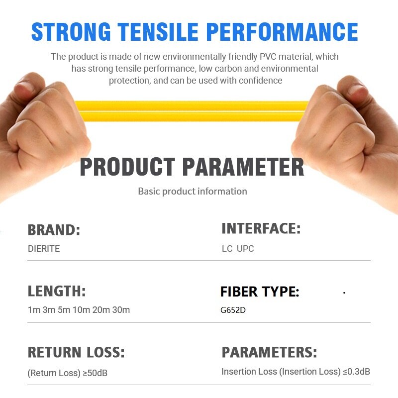 3m 10pcs/Package Single Joint LC UPC Fiber Pigtail Simplex 9/125 Single Mode Fiber Optic Pigtail G652D 0.9mm Yellow PVC Jacket