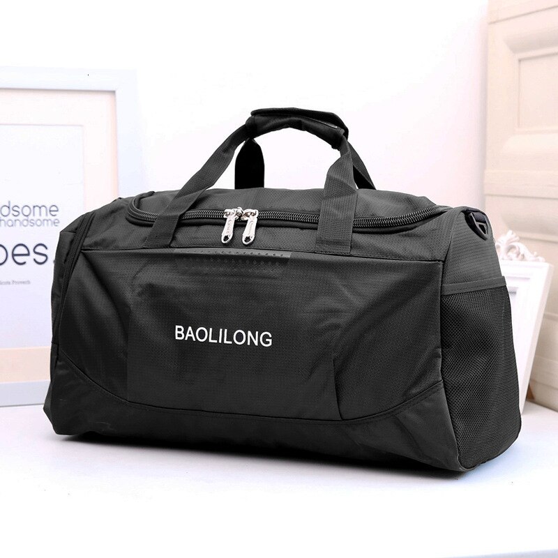 Professionelle Große Kapazität Sport Tasche Wasserdicht Casual Lagerung Gym Taschen Polyester Männer/Frauen Packable Duffle Reisetasche Mochila: Black