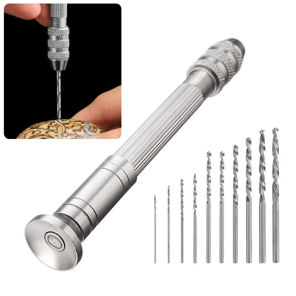 Mini taladro Manual semiautomático, mandril de empuje Manual de aleación de aluminio, brocas de 0,3-3,2mm, herramientas de perforación Manual: Oro