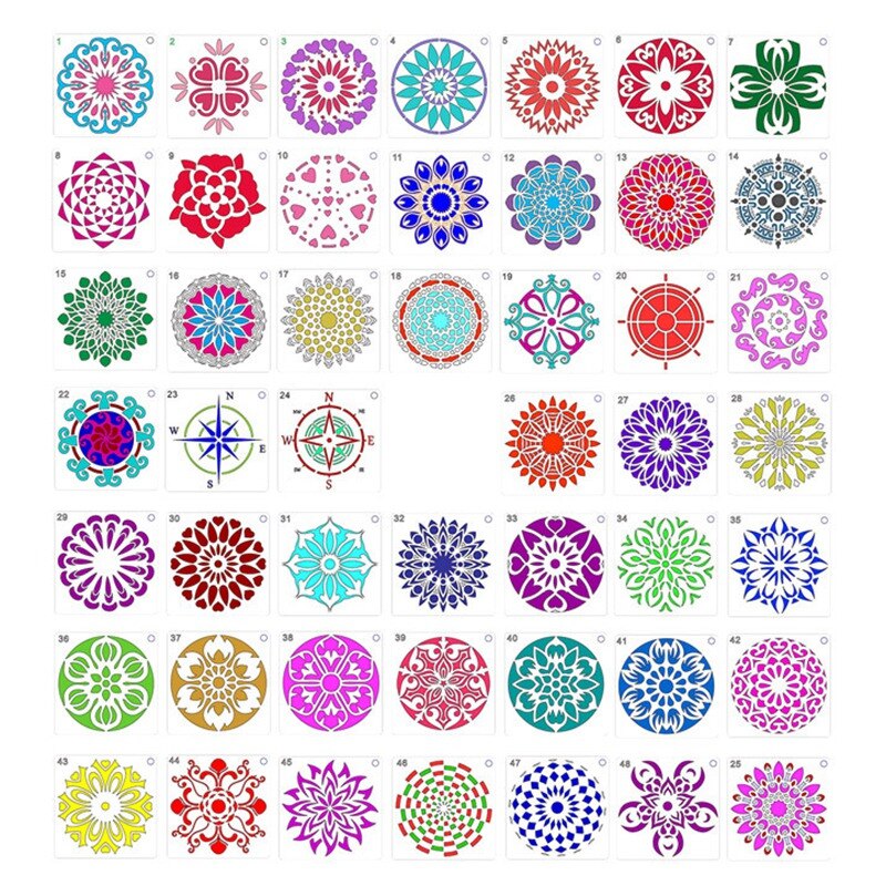 48Pcs Mandala Dot Painting Templates Stencils, Small Mandala Template Stencils for DIY Art Project Rock Painting: Default Title