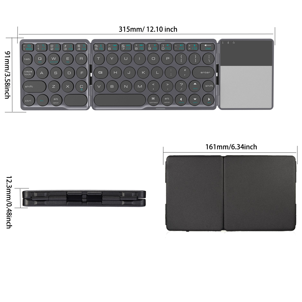 [AVATTO] Bluetooth Wireless Folding Keyboard with Touchpad , Foldable BT Mini Keyboard for Phone Tablet Laptop PC ipad iphone