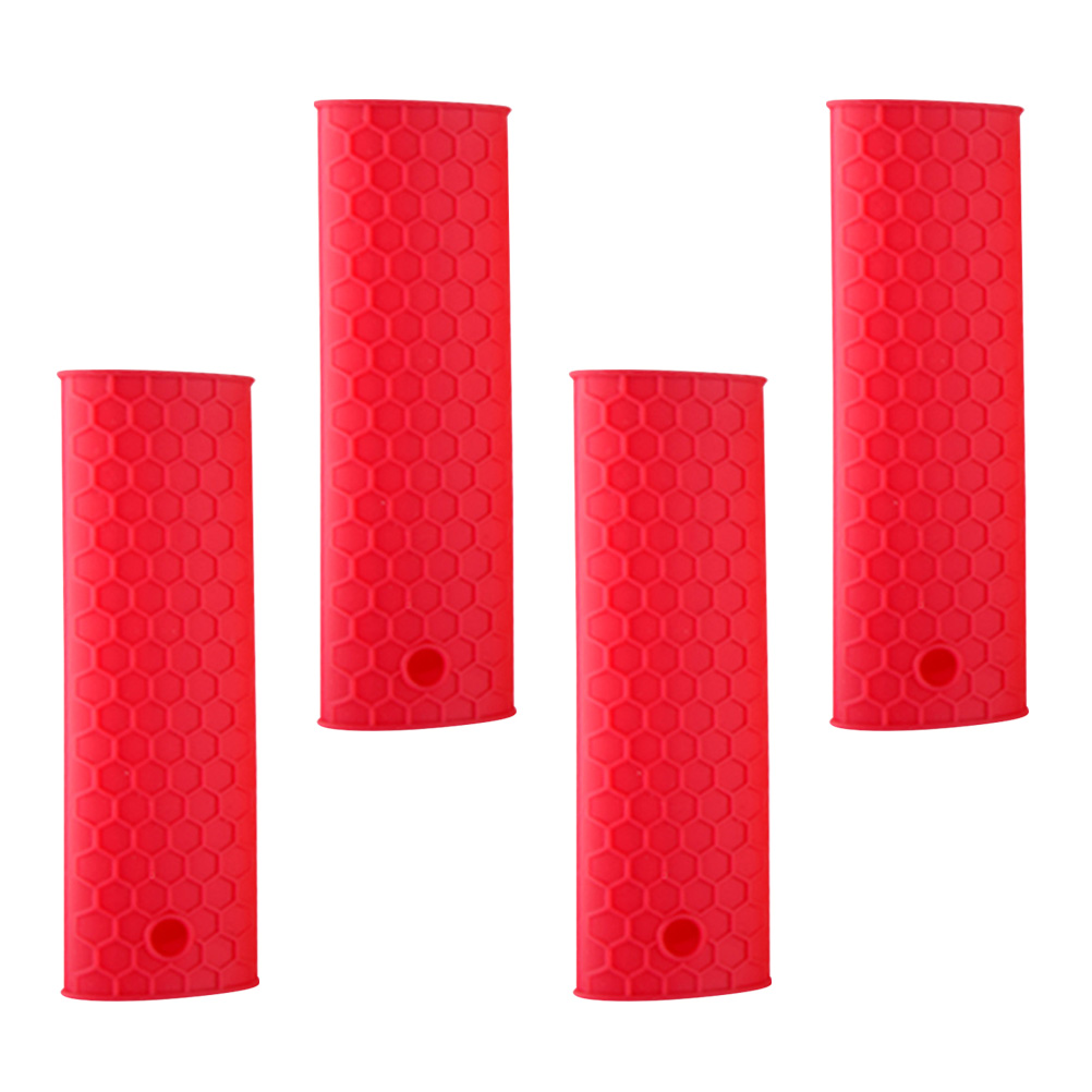 4 Pcs Pot Handvat Houder Siliconen Antislip Hittebestendige Mouw Grip Pan Handvat Cover Pannenlap Voor Metalen Frituren pannen Koekenpannen