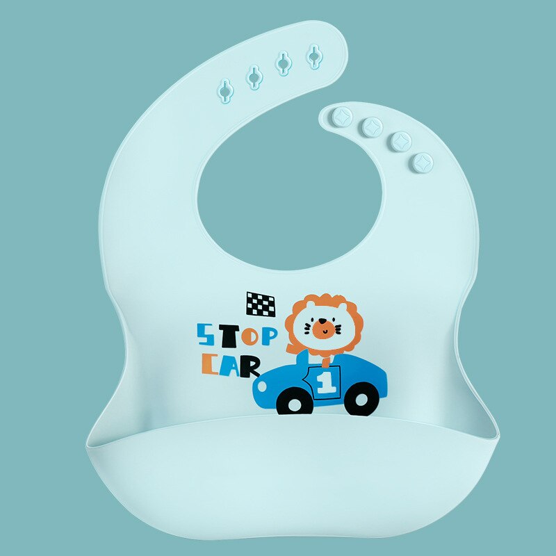Desenhos animados impresso babadores do bebê silicone macio à prova dwaterproof água crianças menino menina arroto pano crianças avental da criança do bebê alimentação material: Blue