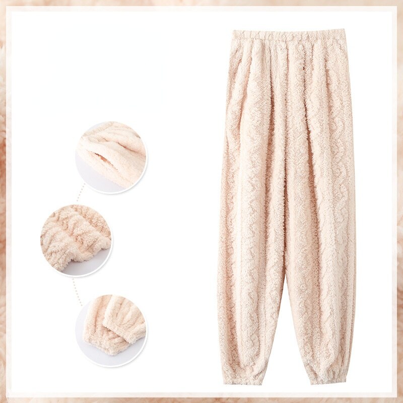 Bas de sommeil épais et solides pour femmes, ensemble confortable, ample et Chic, vêtements de maison en flanelle, doux et assorti, pour le salon et l'hiver: 882 / XL