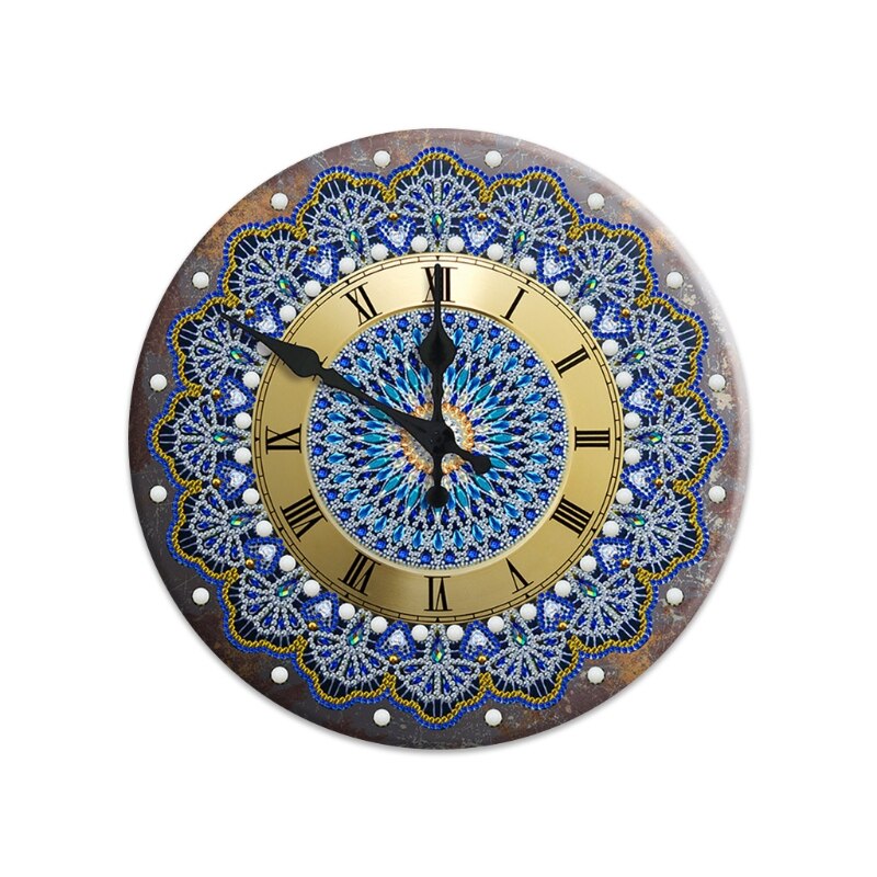 Reloj de pintura con diamantes de Mandala, cartel de hojalata de Metal 5D, bordado de diamantes de Cruz: 1
