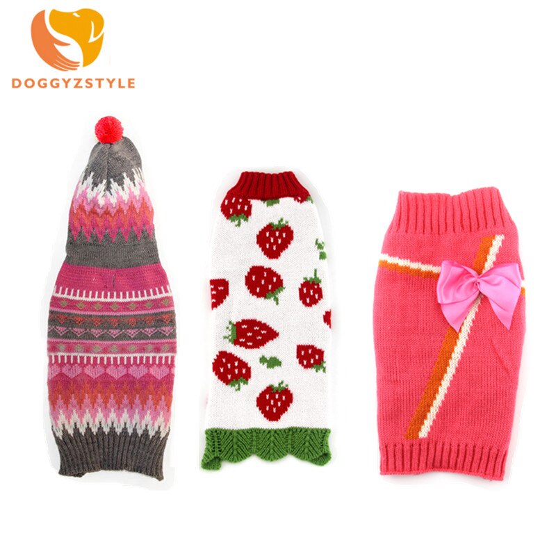 DOGGYZSTYLE Winter Pets Dog Clothes Sweater Knitted Pink Coat Apparel Clothing For Small Puppy Dogs XXS-L
