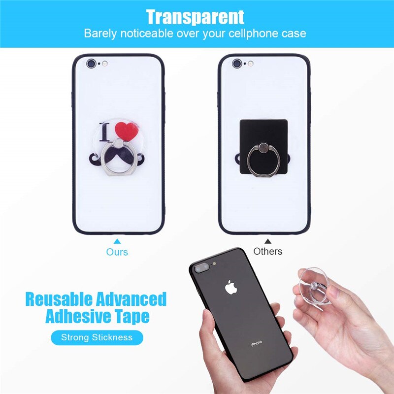 Anello Del Telefono delle cellule di Supporto Trasparente 360 Gradi di Rotazione dell'anello di Barretta Del Basamento presa per iPhone X 8 più galassia S9 S9 più Smartphone