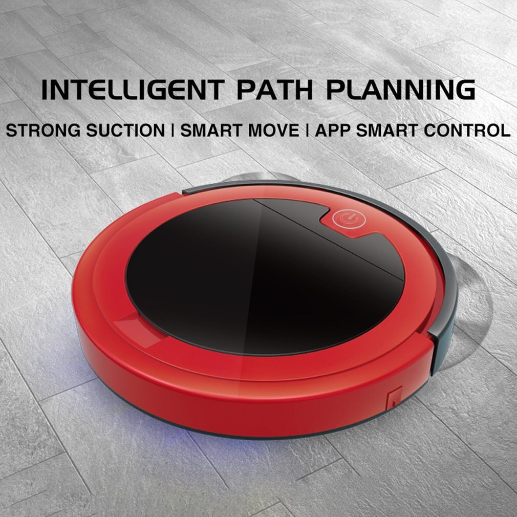 Intelligent Sweeping Robot With Remote Control Single Mop Dust Collector Home Sweeping Robot Floor Cleaning Tools: Red