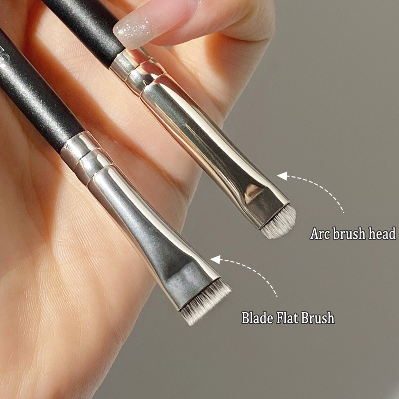 Brocha plana de nailon para delineador de ojos, delineador fino de línea de cejas, delineador de ojos negro, contorno de cejas, herramientas de maquillaje cosmético