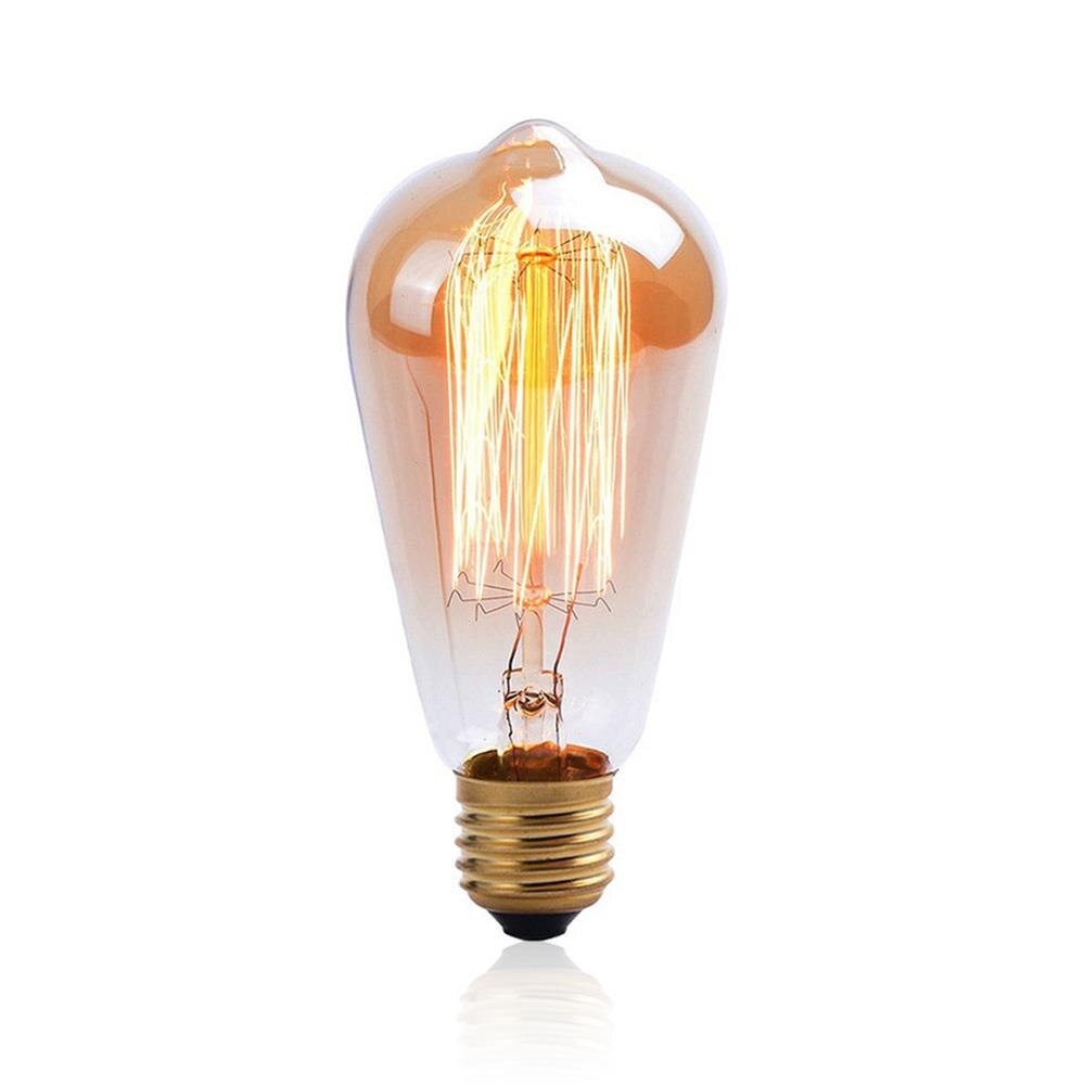 Glass Incandescent Bulbs E27 Tungsten Filament Edison Type Droplight W-Filament Bulb AC120V 40W Transparent Antique Retro Lamp