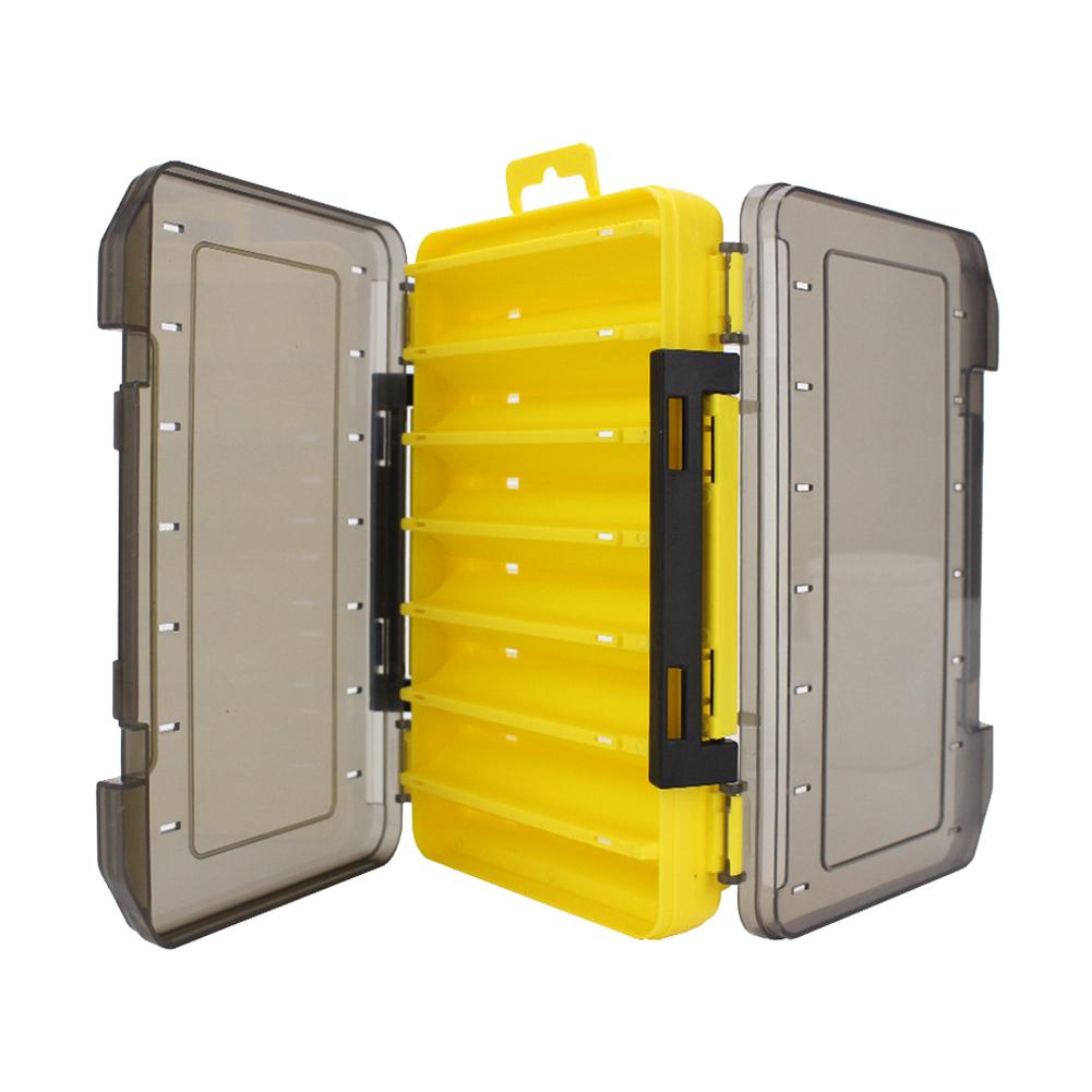 BEARKING Double-Sided Fishing Tackle Box 12 Compartments Lures Transparent Fishing Tackle Fishing Accessories Hook Storage Case: Yellow HS1017