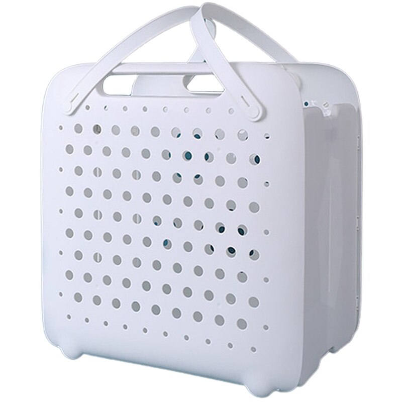 Folding Flexible Plastic Laundry Washing Basket with Handles Bin Wall-Mounted Clothes Storage Hamper Organizer: Beige