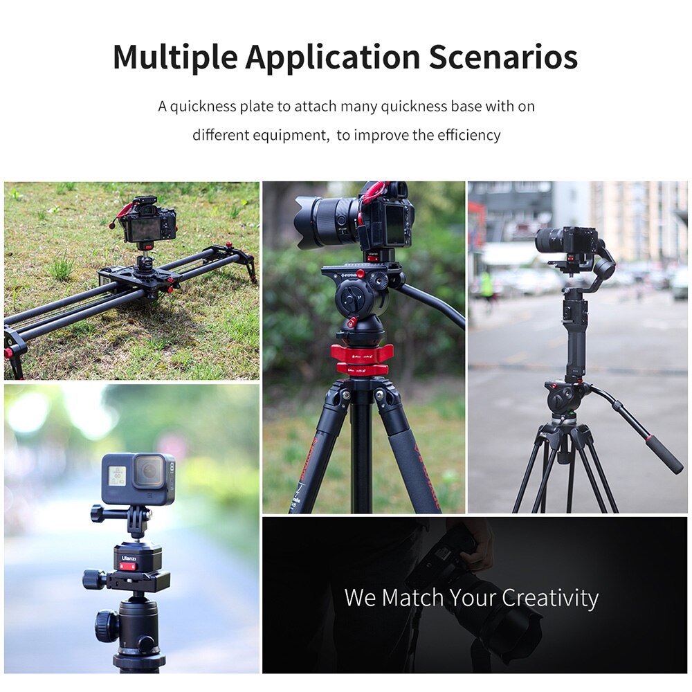 Ulanzi garra placa de liberação rápida mini qr plater com 1/4 Polegada parafuso para câmera digital dslr e outros dispositivos