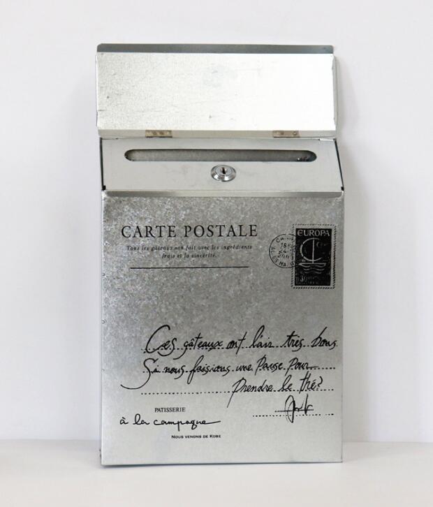 Metalen Brievenbus Met Slot Muur Suggestie Doos Koffie Winkel Decoratie Bruiloft Bar Postbus Brief Mail Box Woondecoratie: withe gray 2