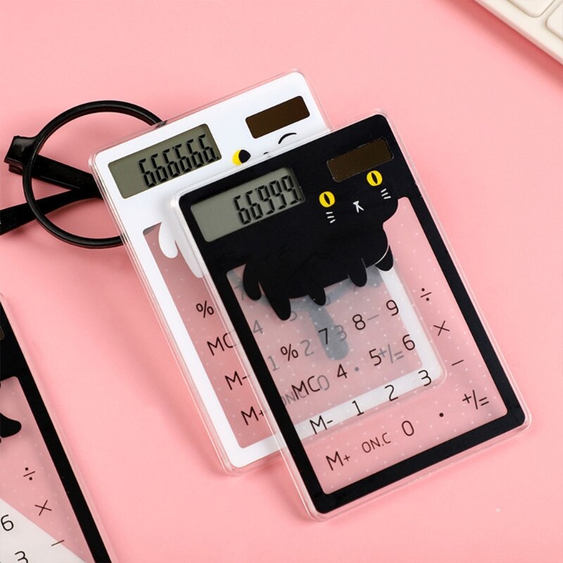 Transparent cute cartoon 8-digit calculator Solar energy mini Portable calculator School Supplies kawaii