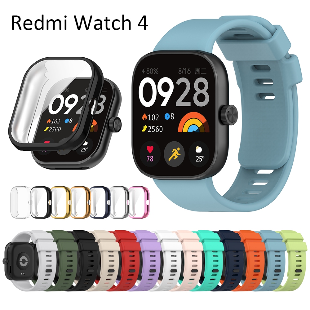 Voor Redmi Watch 4-bandbehuizing Zachte volledige schermbeschermer Plating Cover Behuizing Klassieke siliconen slimme horlogebandriemen
