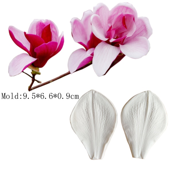 Magnolia Petal Veiner & Cutter Flower Petals Shape Silicone Mold Fondant Chocolate Cake Tools Baking Cookie Moulds Decorat CS326