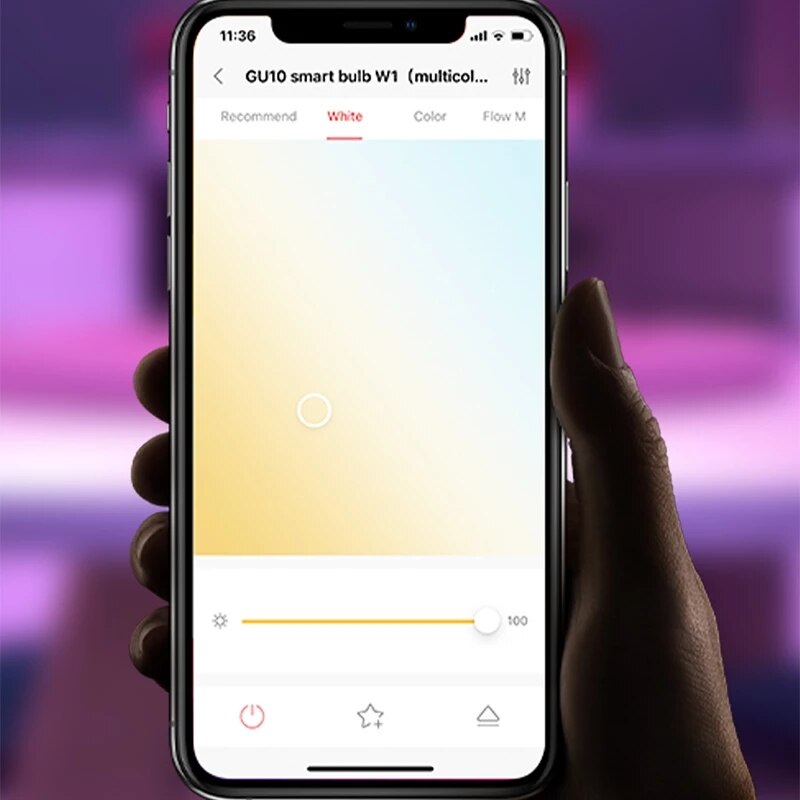 Yeelight yldp 004- a  gu10 farverig smart led pære  w1 spil musik sync app stemmestyring arbejde yeelight app google assistent alexa