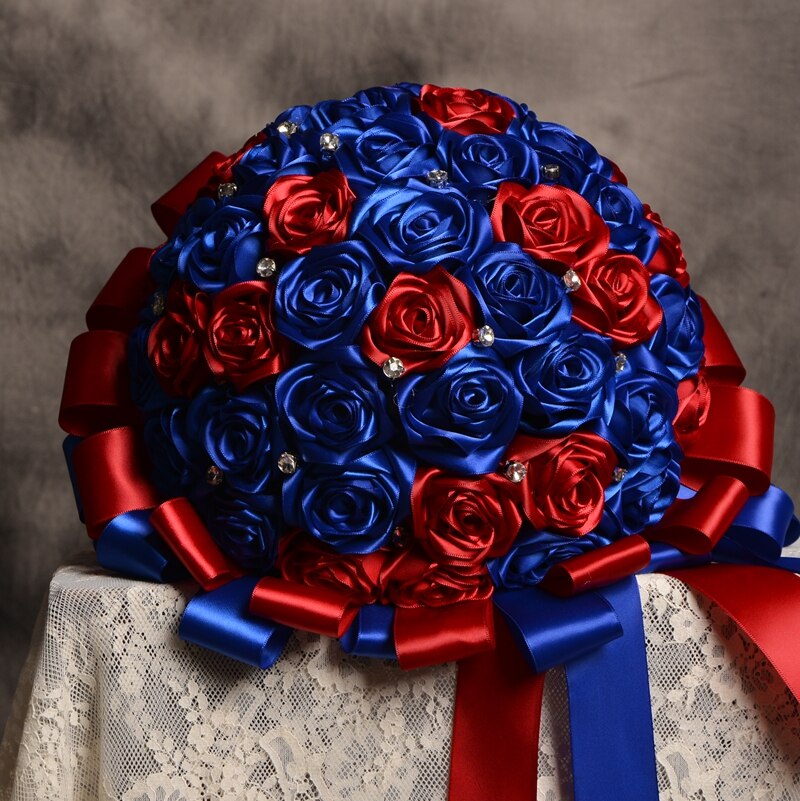 Lint Roses Hand made Satijnen Lint Rose Bruiloft bloemen Blau... – Vicedeal